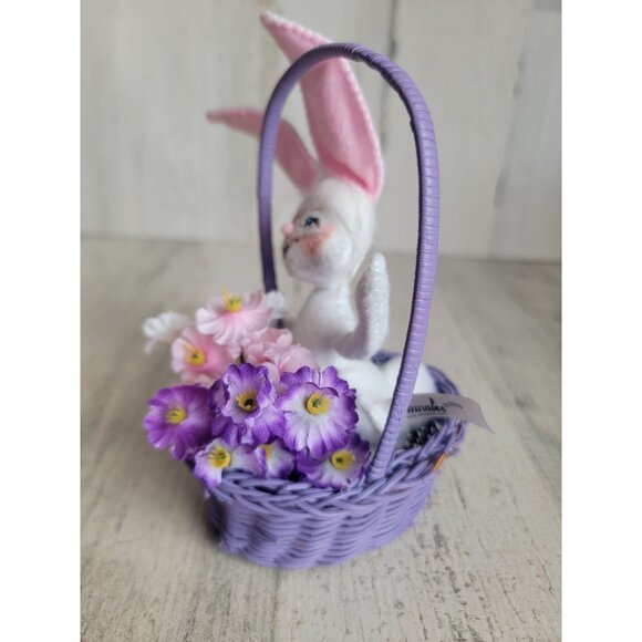 Annalee Easter bunny wicker basket spring flower home decor - Picture 6 of 7